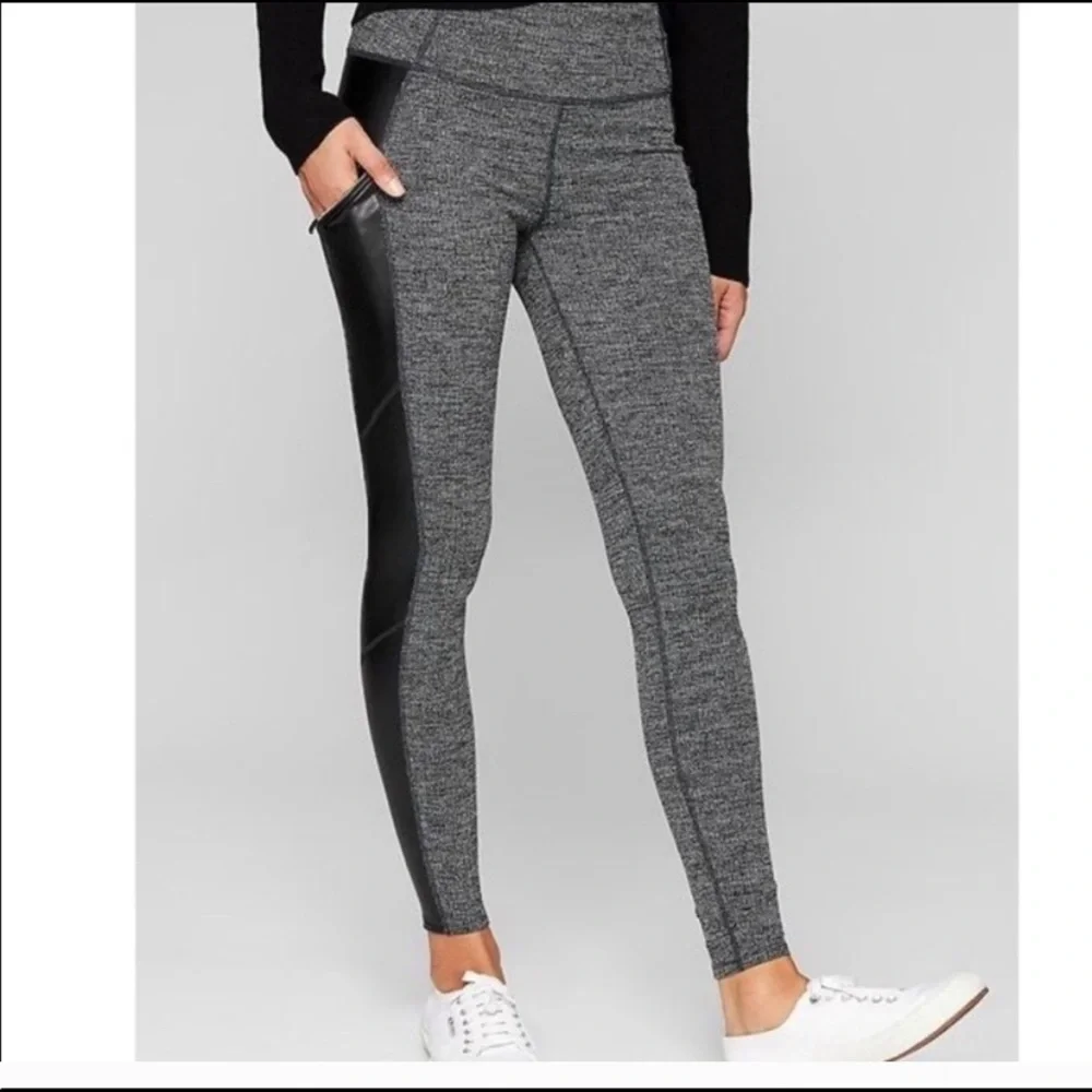 ATHLETA Moto Herringbone Leather Leggings - Picture 3 of 7